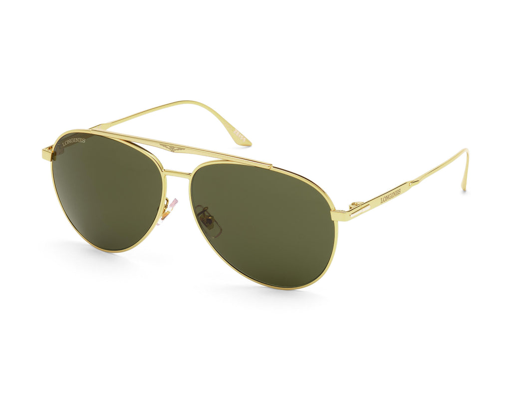 Anteojos de sol con montura dorada y lentes verdes